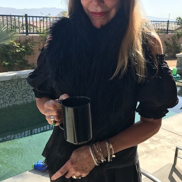 INC International Concepts Black Long Faux Fur Vest & Fabric Back to Layer  S - Picture 6 of 16